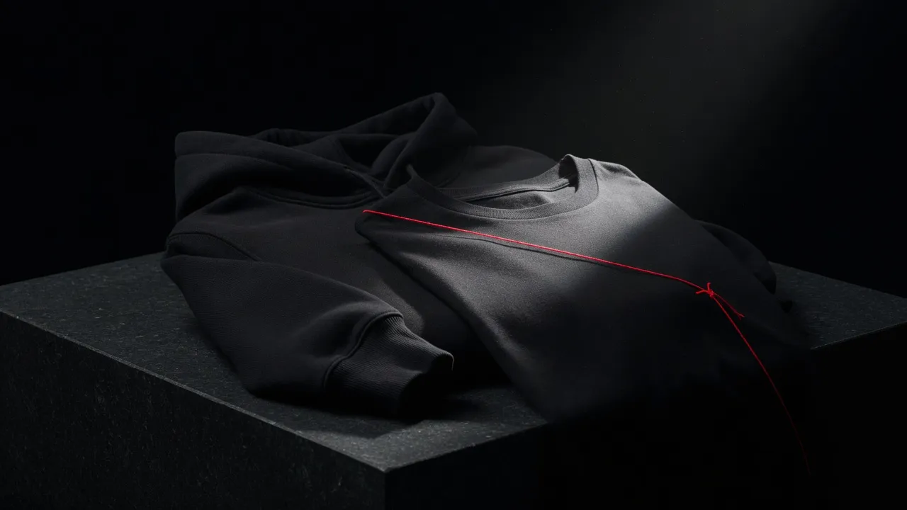 Black Thread Society heavyweight tee and hoodie with the red thread